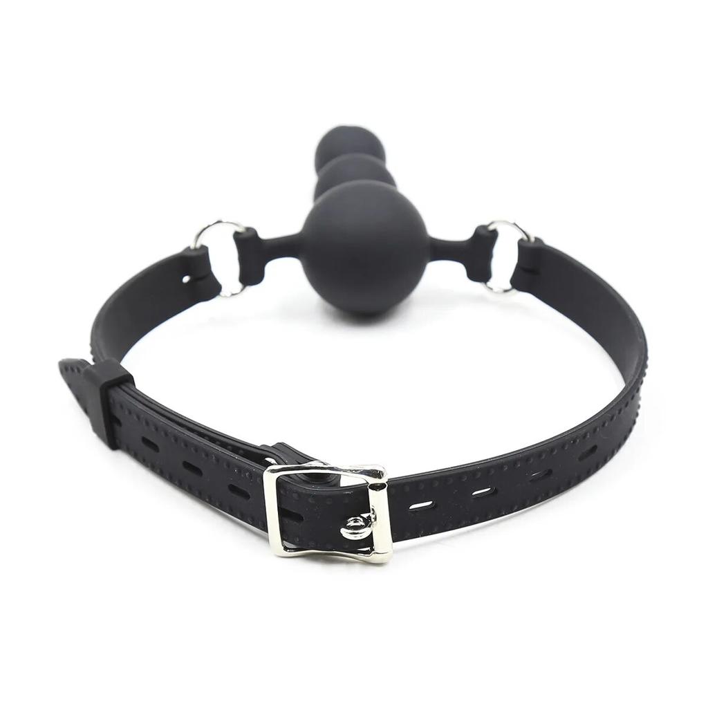 Open Mouth Gag Oral Fixation of Big Beads Mouth Gag Ball Silicone Harness With Anal Plug Dildo Head Strap For Lesbian SM Bondage
