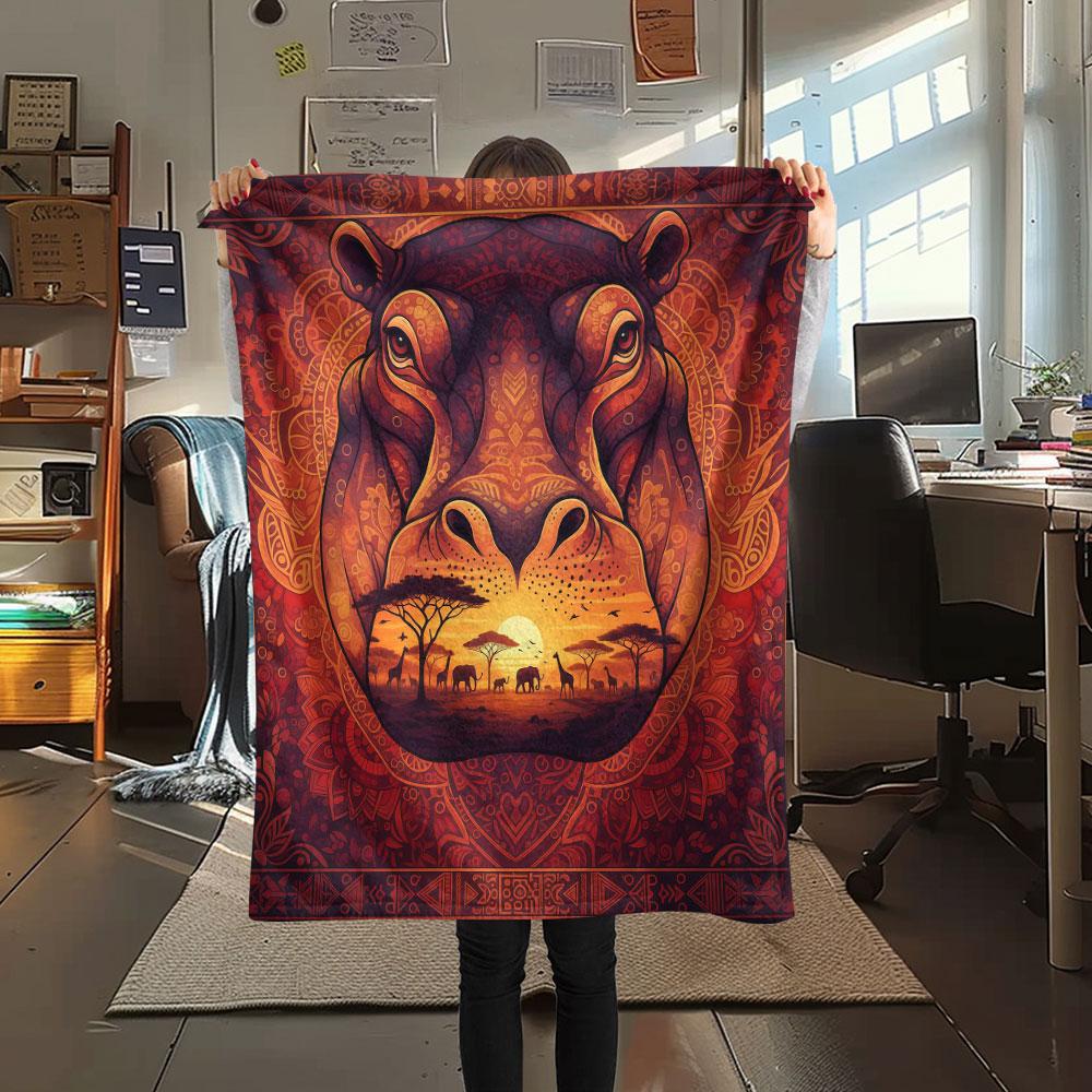 1Pc Grasslandanimals Print Flannel Blanket, High quality Comfortable for All Seasons, Home Decor, Warmth and Comfort, Perfect for Christmas Gifts