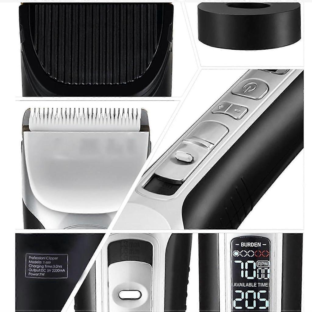 Professional Hair Clipper Men's Barber Beard Trimmer Rechargeable Hair Cutting Machine Ceramic Blade Adult Kid Haircut