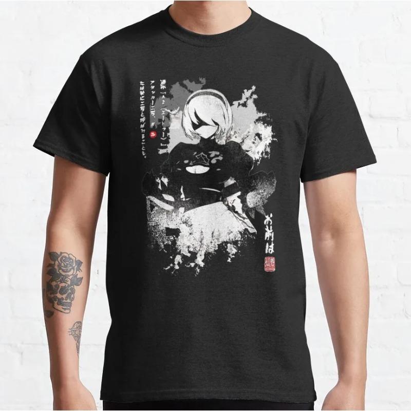 Mens Shirt Yorha Nier Automata T Shirt 100 Cotton Tops Funny Short Sleeve Crew Neck YoRHa No 2 Type B Big Size TShirts
