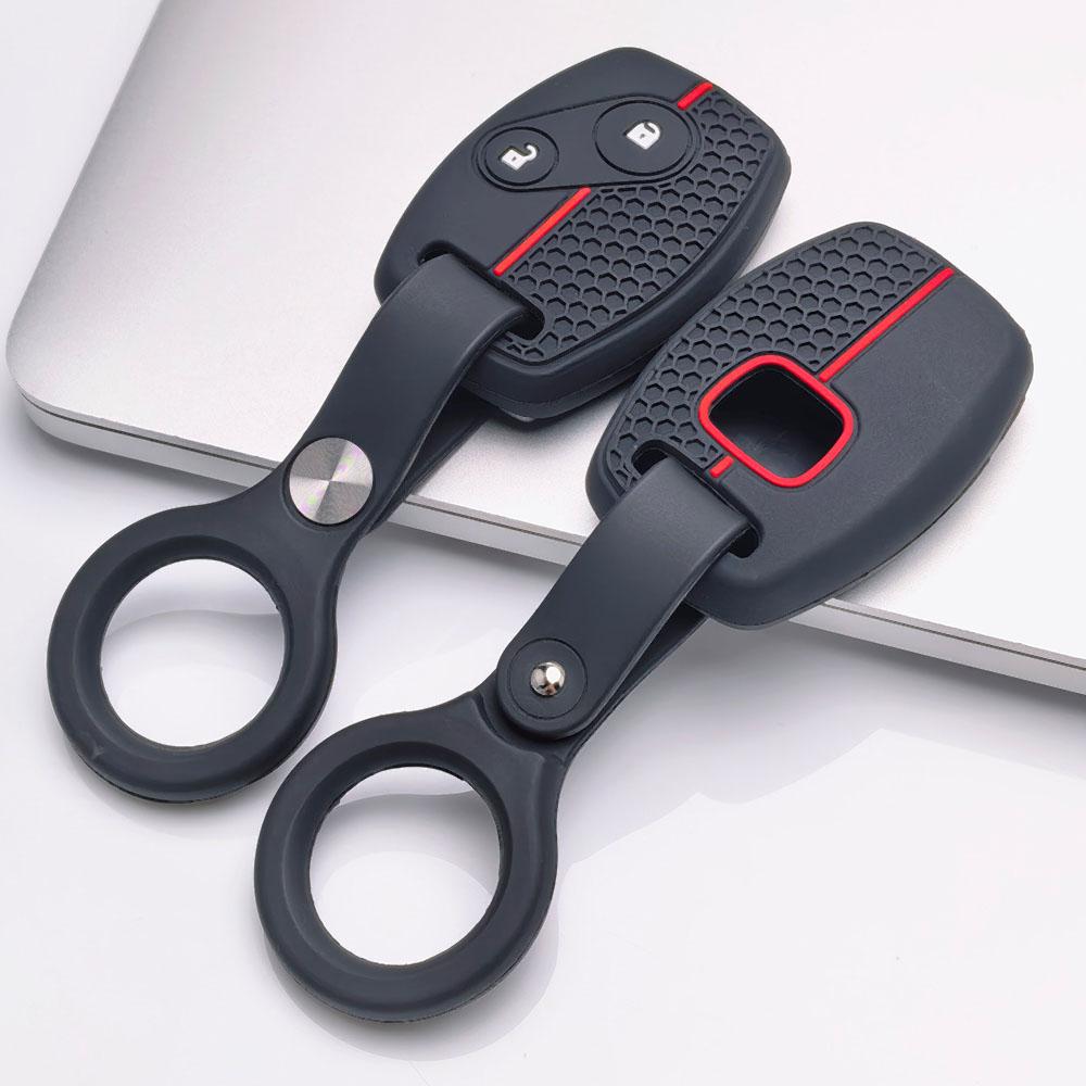 Premium Silicone Car Key Fob Cover For Honda Fit Civic Accord CRV HRV Jazz With Keychain Soft Silicone Car Interior Accessories Anti-Scratch