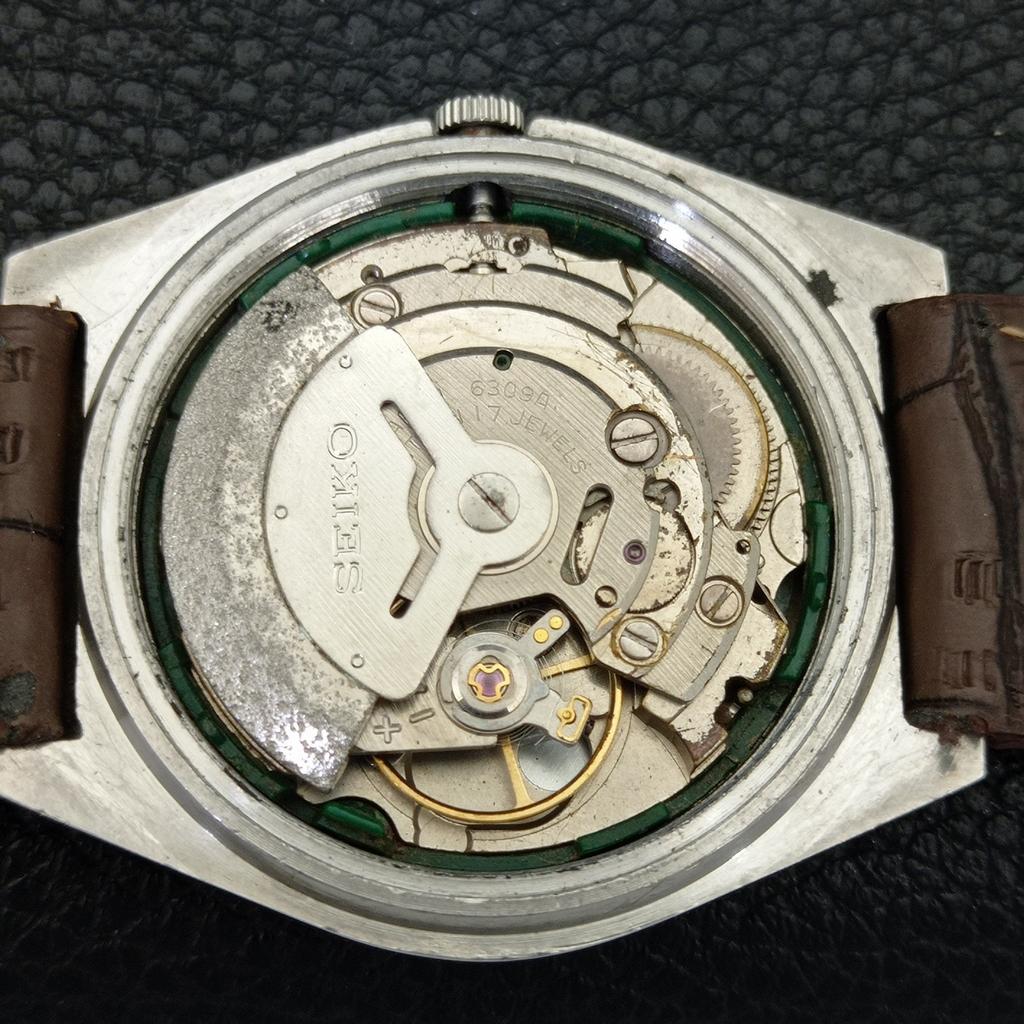 VINTAGE SEIKO AUTOMATIC 6309A JAPAN MENS GREEN COLOR DIAL WATCH A701646-5
