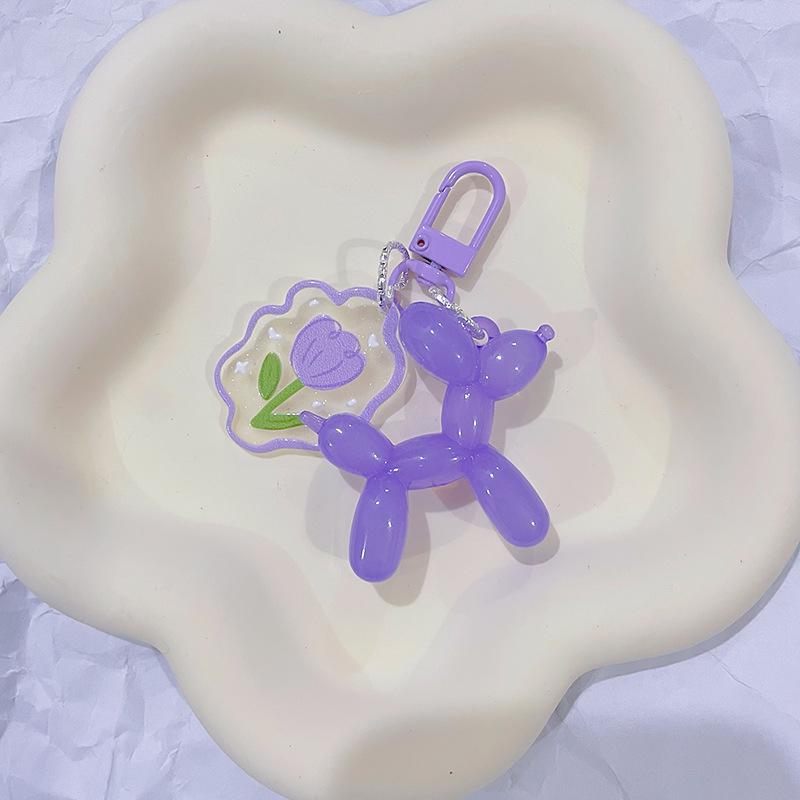 Jelly Balloon Dog Keychain: Cute, Colorful Puppy Pendant for Phone or Bag.