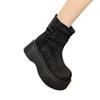 Fashion Ankle Boots Fur Women Flats Platform Suede Fashion Shoes Designer Dress Woman Boots 2025 New Goth Chelsea Botas Ladies Shoes