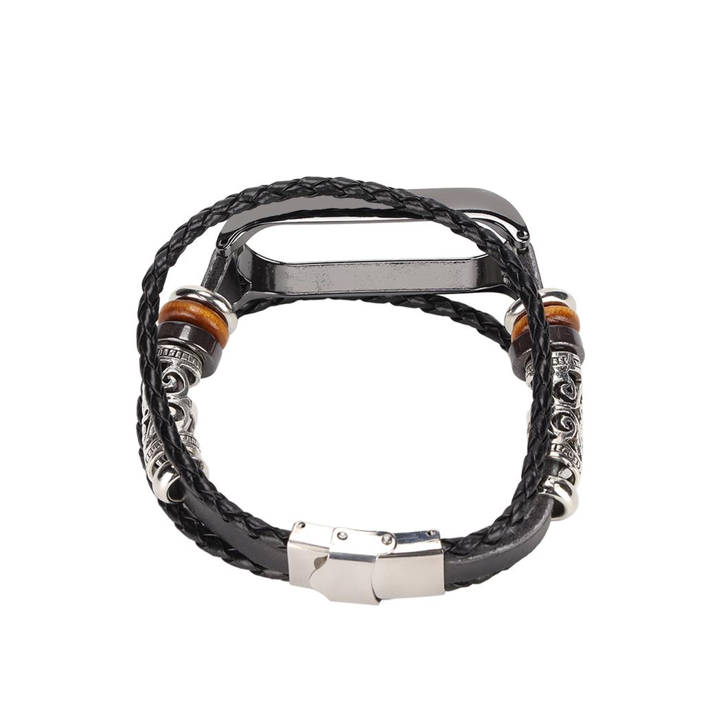 Leather Strap Compatible for Xiaomi Mi Band 6 Bracelets Ethnic Style Retro Watch Band Wristbands