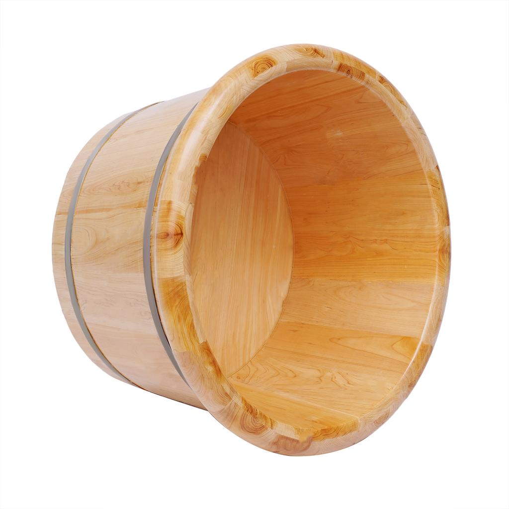 Foot Bath Bucket Cedar Wood Foot Basin Foot Massage Bucket with Massager Cover Plate Portable Foot Bath Basin