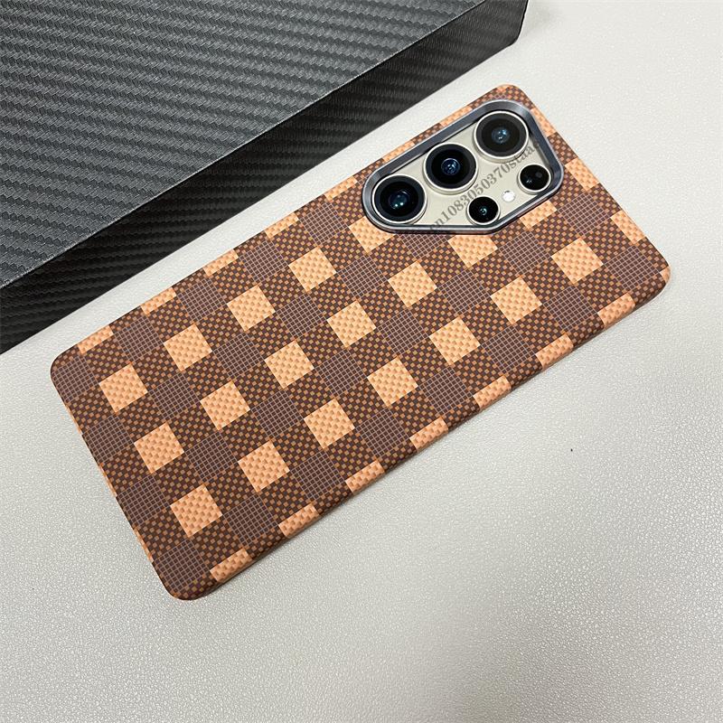 Luxury Carbon Fiber Wireless Charging Magsafe Case for Samsung Galaxy S25 S23 S24 S22Ultra Plus Alloy Lens Protection Hard Cover