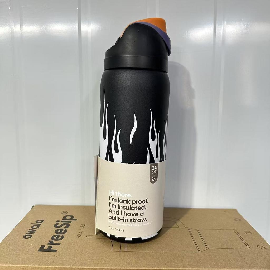 Borraccia in Acciaio Inossidabile 32oz Borraccia Termica Sottovuoto con Cannuccia e Tappo Ermetico Borracce Termiche Portatili da Mano
