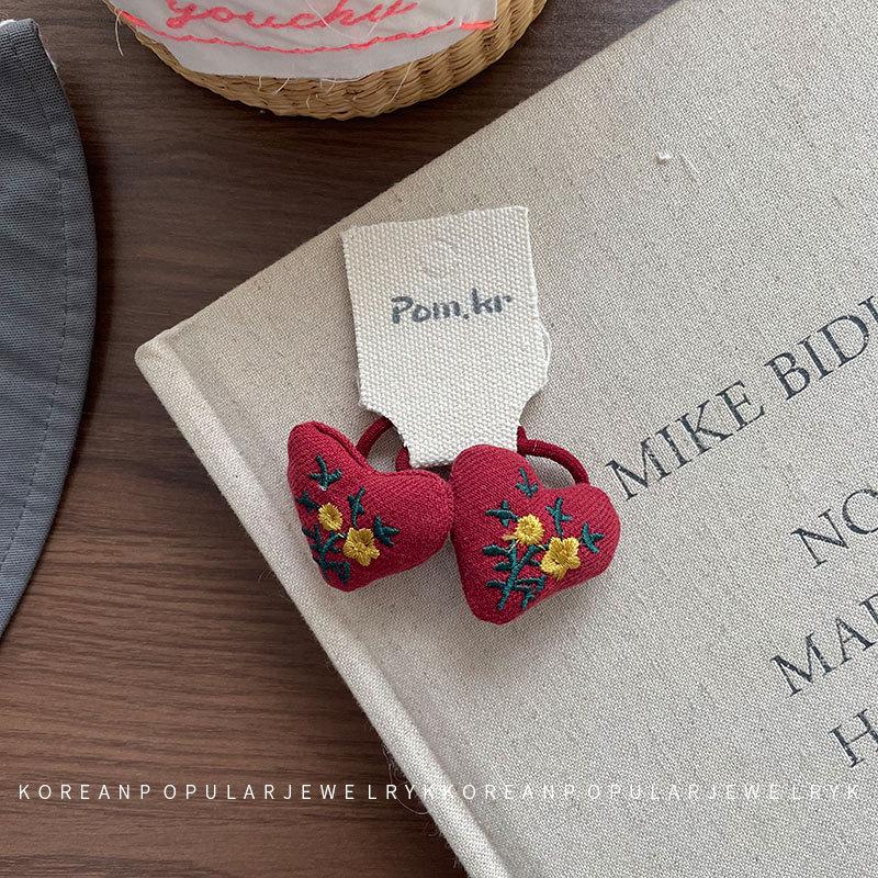 

Детское корейское кольцо для волос ручной работы - Осенне-зимняя вышитая повязка на хвост с высокоэластичным шариком