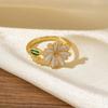 Enamel and Diamond Tulip Adjustable Gemstone Ring for Women - Durable, Non-Fading, High-End Exquisite Design