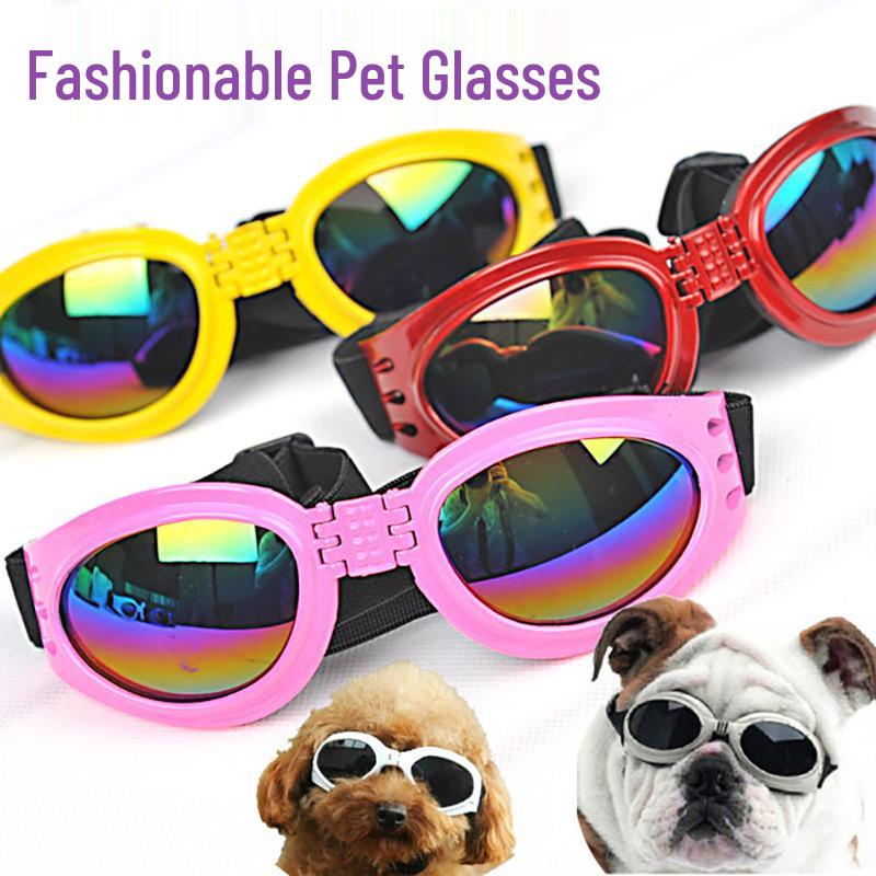 

Dog Sunglasses: Windproof, UV Protection, Foldable Pet Goggles for Summer One Size красный