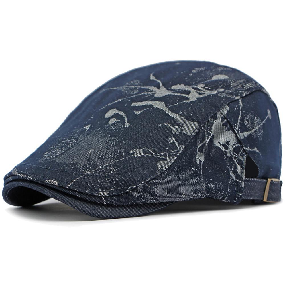 

HT4363 Mens Beret Women New Spring Summer Autumn Ivy Flat Cap Artist Painter Graffiti Beret Hat Male Female Adjustable Beret Cap 55-60cm Adjustable темно-синього кольору