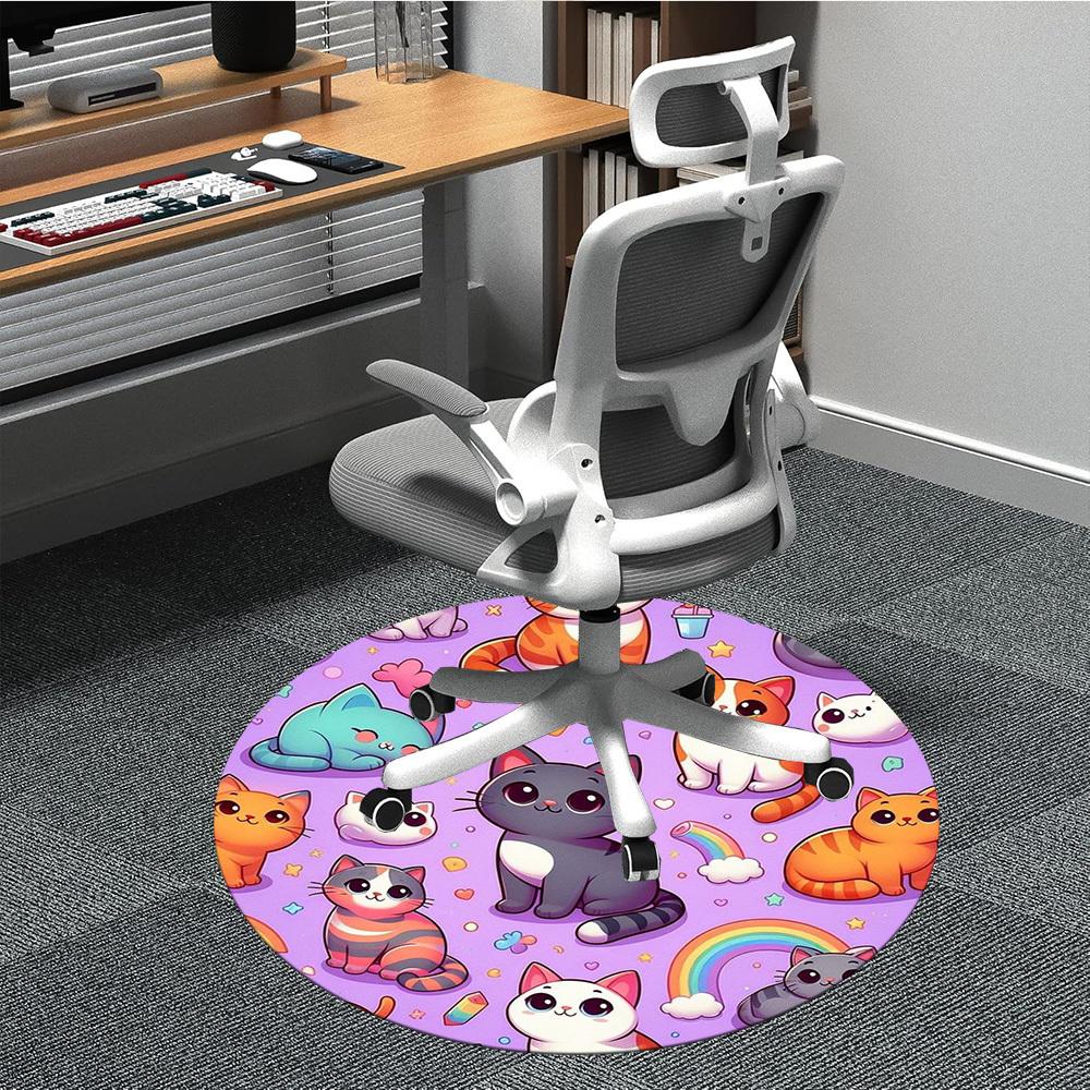 

1pc Cute Cats Chair Carpet for Office Non-Slip, Machine Washable Rug for Office, Room - Polyester, Machine Made yy251029245 80cm by 80cm