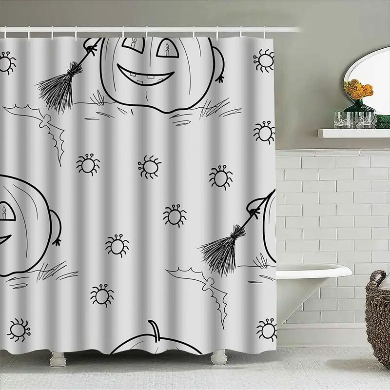 

1Pchalloween Cartoon Pumpkin Shower Curtain For Bathroom Kids Girls Decorative Shower Curtain W60H190(CM)-1 Pcs