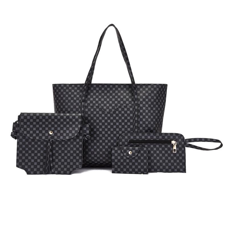 New Retro Shoulder Handbag Four-piece Mother and Child Bag Women's Printed Messenger Bag Large Capacity Bag