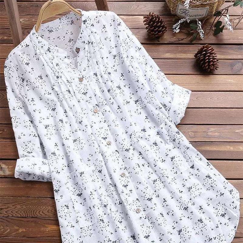 

Платье большого размера с цветочным принтом, свободные, с длинными рукавами и воротником-стойкой, длинные повседневные платья XXXXXL белый