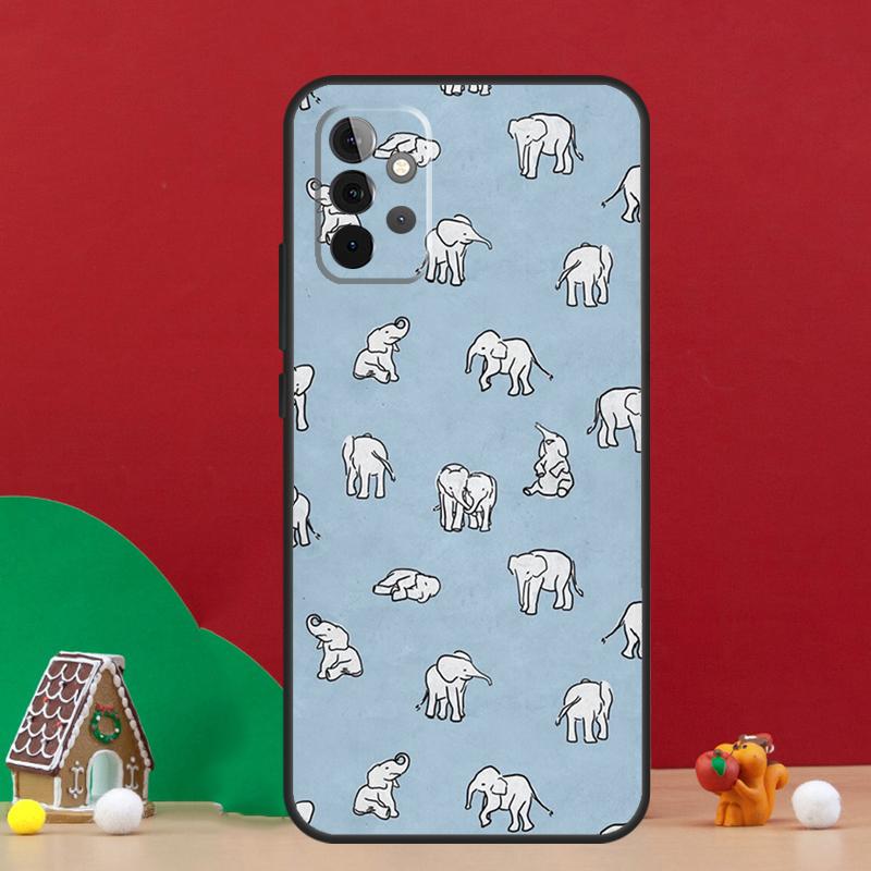 Cute Baby Elephant Case For Samsung Galaxy A54 A06 A16 A26 A36 A56 A53 A32 A52 A33 A13 A55 A35 A15 A14 A34 A17