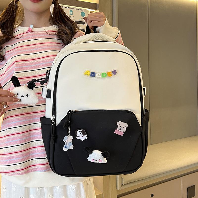 Schoolbag Japanese Ins Student Schoolbag Small Fresh and Sweet Contrasting Color Versatile Backpack Mori Girl Backpack Light