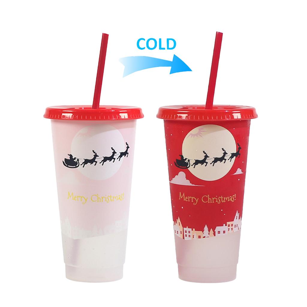 Magical Color Changing Christmas Tumbler Cup With Lid And Straw