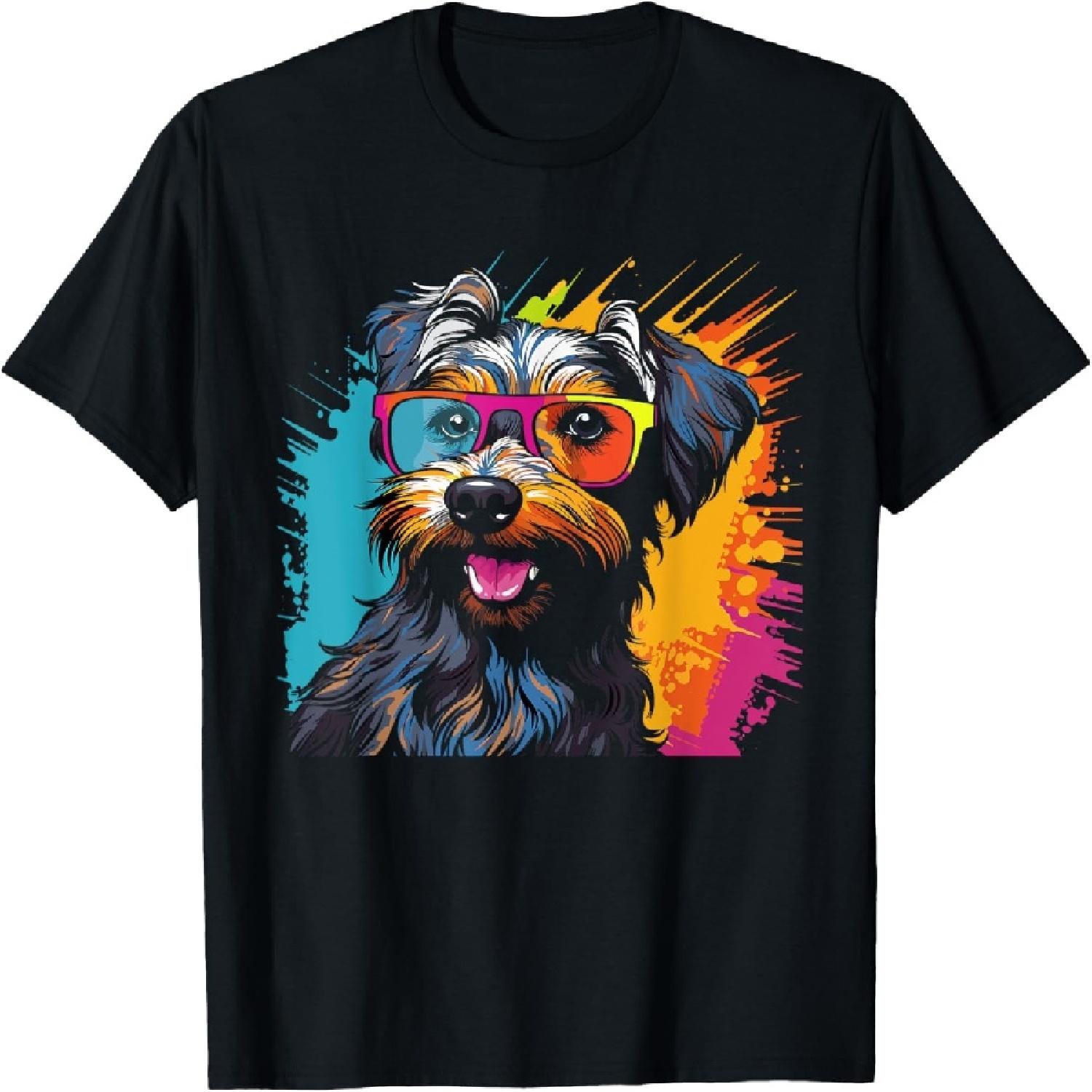 Yorkshire Terrier Colorful Pop Art Portrait Yorkie Lover T-Shirt S