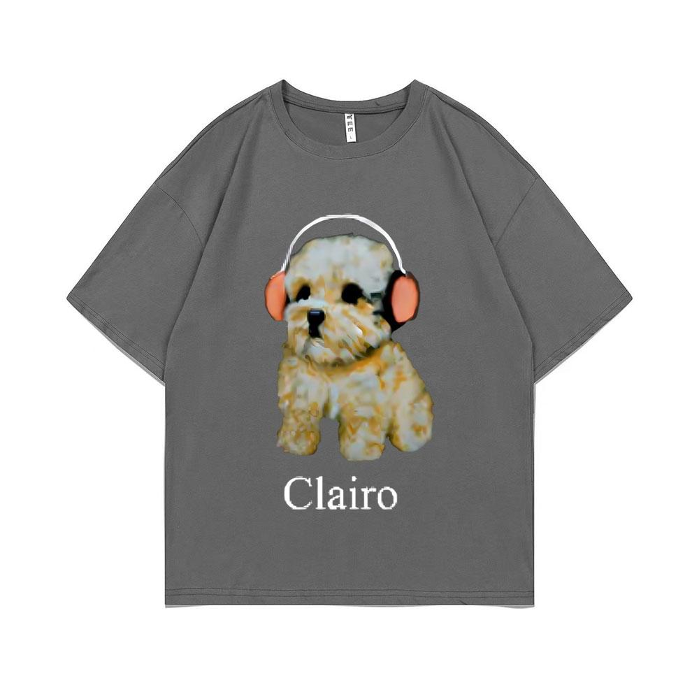 Clairo Dog Puppy Headphones Graphic Print Tshirt Summer Male Fashion Oversized Streetwear Unisex Women Cute Kawaii Tshirt Tops