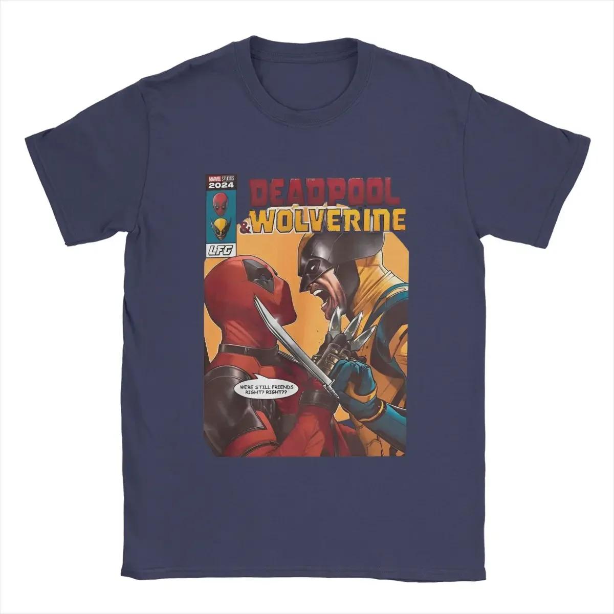 

Deadpool & Wolverine Together T Shirts for Men Cotton Awesome T-Shirts Friendship Tee Shirt Short Sleeve Tops Plus #Color(1) S