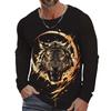 Tiger Graphic T Shirt Long Sleeve T-Shirt for Men Clothing Casual Tee Shirts Fashion 3D Animal Print Tops Vintage Men's Clothing