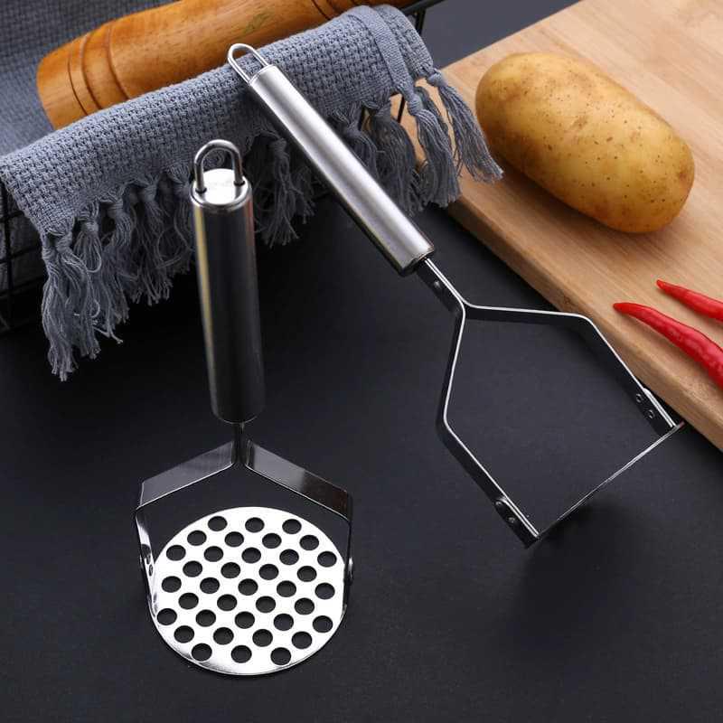 Stainless Steel Manual Potato & Baby Food Masher, Wavy Potato Press Kitchen Gadget