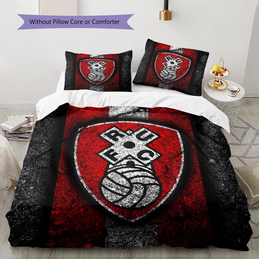 Rotherham United Badge Pattern Bedding Home Decoration Birthday Gift (1 * Duvet Cover + 2 * Pillowcase, Without Core)