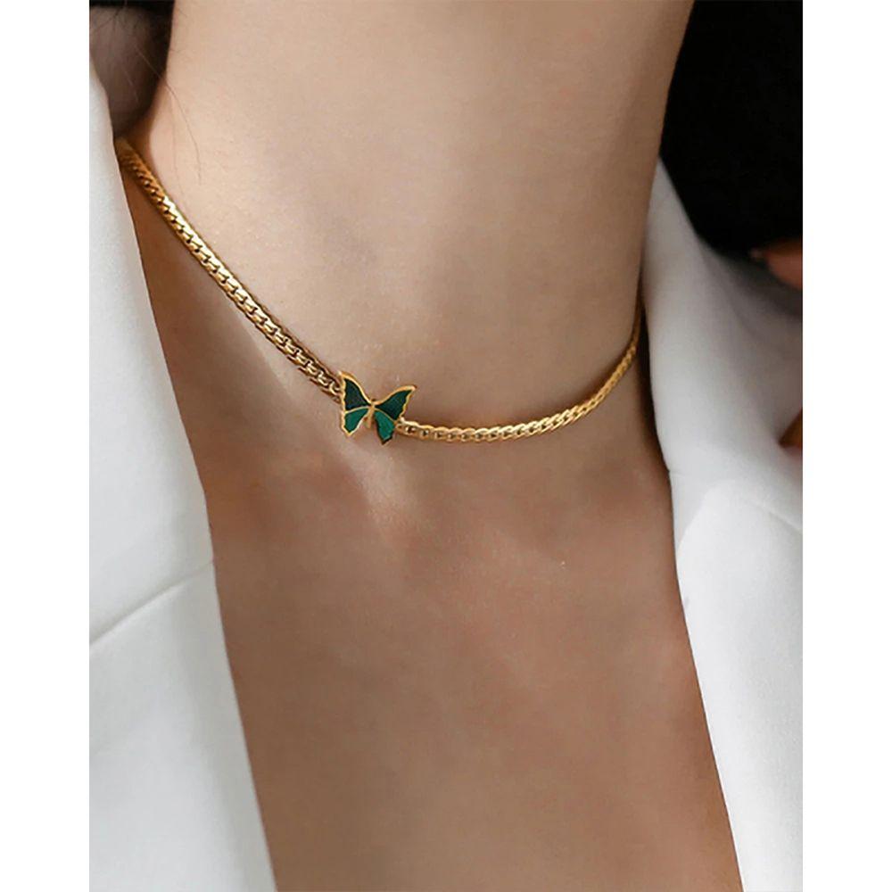 Steel Female Butterfly Pendant Necklace Clavicle Chain Women Necklace Sweater Chain Necklace