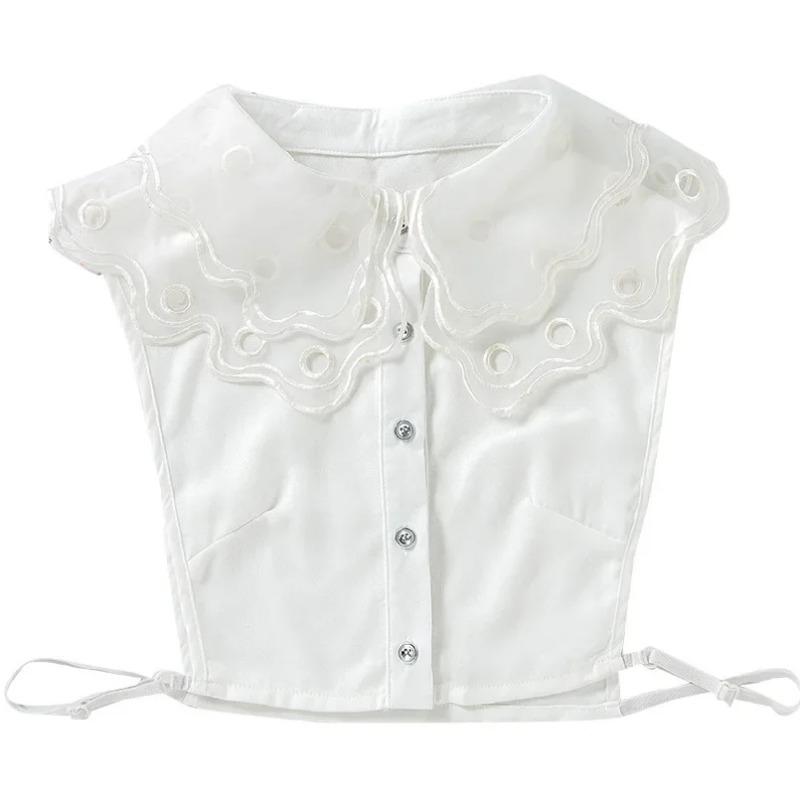 Perfekte Übereinstimmung Damen Großer Revers Falscher Kragen Spitze Weiß Chiffon Falscher Kragen Damen Revershemd Bluse Abnehmbarer Kragen Für Pullover Dekorativ
