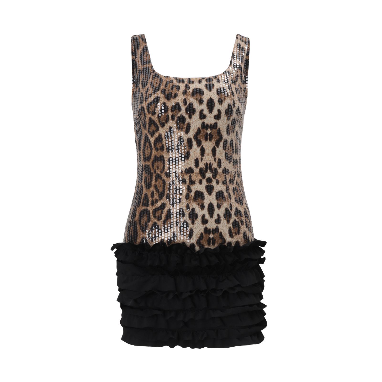 

Платье с U-образным вырезом, юбкой-тортом с пайетками и граффити в европейском и американском стиле, осень 2025, для женщин Small цветочный