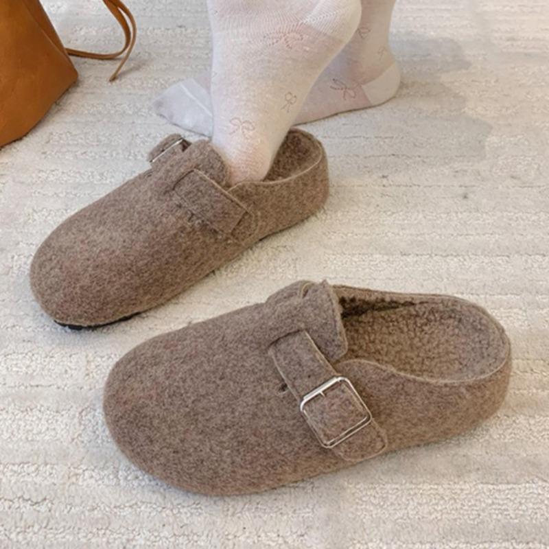 

Модные пушистые женские балетки, мюли, туфли, модные с пряжкой, осенние тапочки 2025, дизайнерские элегантные босоножки с ремешком на пятке, новые тренды, повседневная обувь 40 хаки