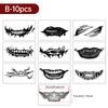 Halloween Temporary Tattoo Stickers Waterproof Horror Lips DIY Stickers Big Mouth Fake Tattoos Scar Special Facial Funny Makeup