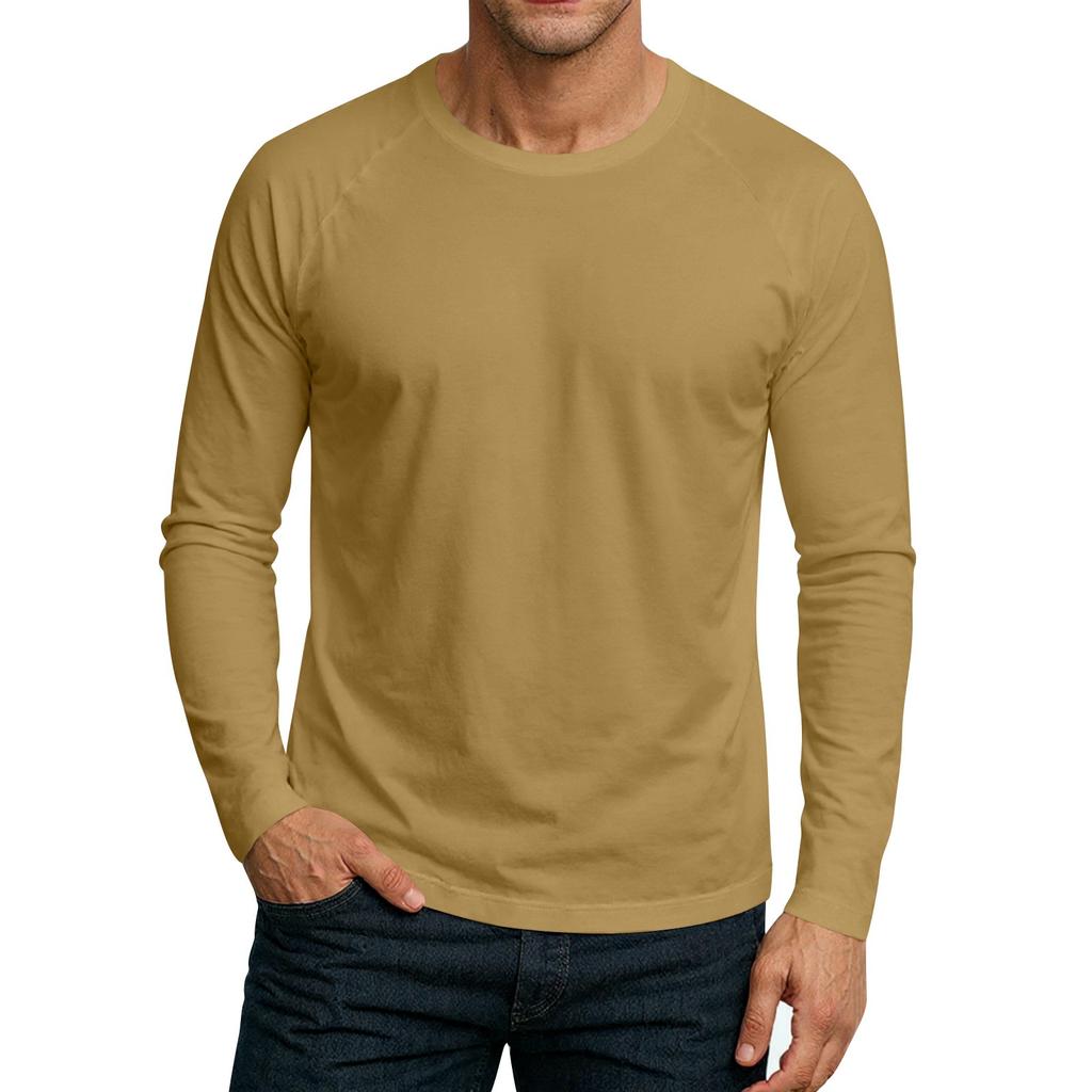 Men's Round Neck Plunger Long Sleeve T-Shirt Top