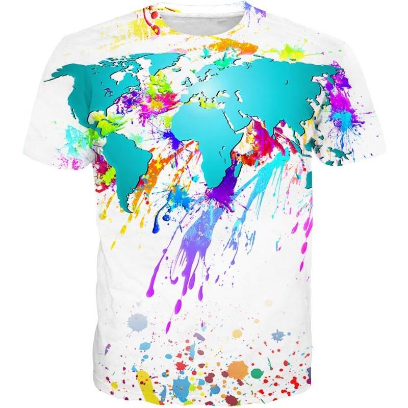 T-shirt Estiva da Uomo in Poliestere 3D Asciugatura Rapida Traspirante Manica Corta T-shirt Casual Colore Tie Dye T-shirt Estiva