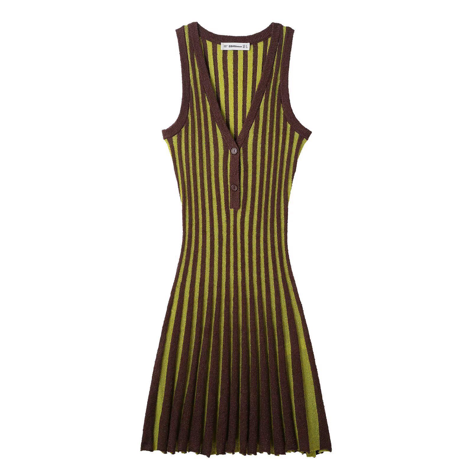 

2025 Summer Women s High-end French Color-block Sleeveless Knitted Dress M