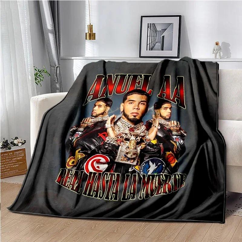 Anuel AA Rapper Hip Hop Singer Blanket Sofa Office Hiking Picnic Super Soft Quilt Fashion Flannel Throws Blanket birthday Gift