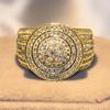 Huitan Noble Women's Gold Color Rings Full Paved CZ Bling Bling Wedding Band Accessories Lady Trendy Zircon for Party