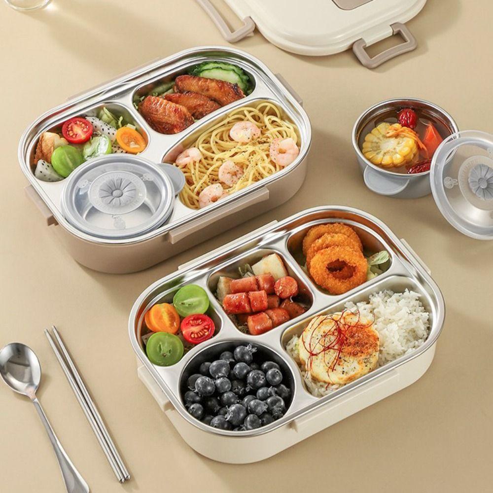 304 Stainless Steel Insulated Compartment Lunch Box Large Capacity Picnic Box  Microwaveable