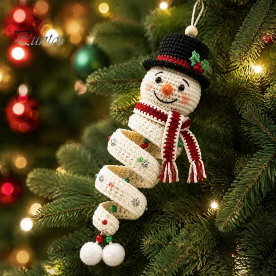 Kit Fai da Te Gancio per Porta Pupazzo di Neve all'Uncinetto Fatto a Mano, Set Decorativo Stagionale Invernale per Decorazione Parete di Natale, Finestra, Festa di Capodanno