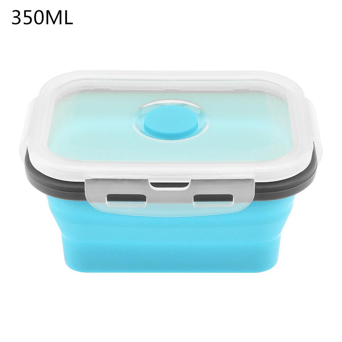 

350 мл/500 мл/800 мл/1200 мл прямоугольный силиконовый масштабируемый складной ланчбокс Bento Box 300ml синий
