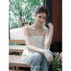 French Side Sling Summer New Light Apricot Waist Thin Top Doll Shirt Belly Hidden Meat A-word Skirt