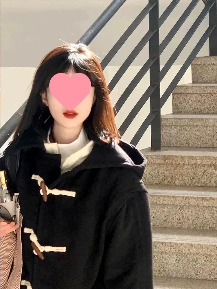 

Hepburn Wool Coat: Petite Black, Autumn/Winter, Women s Thickened Wool, British Style with Horn Buttons S [Up to 100 lbs]