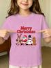 Kids Boys Girls T Shirt Merry Christmas Santa Reindeer Snowman Print Short Sleeve Tee Family Matching Holiday Parent Child Tops