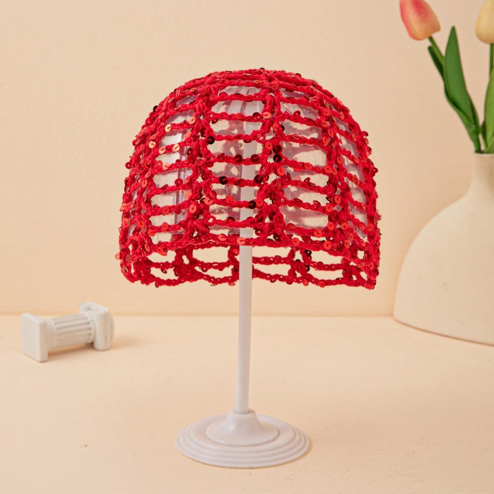 Dünne Häkel-Paillettenmütze Elegante Bohème-Mützen Lässige Strickmütze Bekleidungszubehör