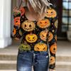 Women's Fashion Button Casual Halloween Knit Pullover Sweater