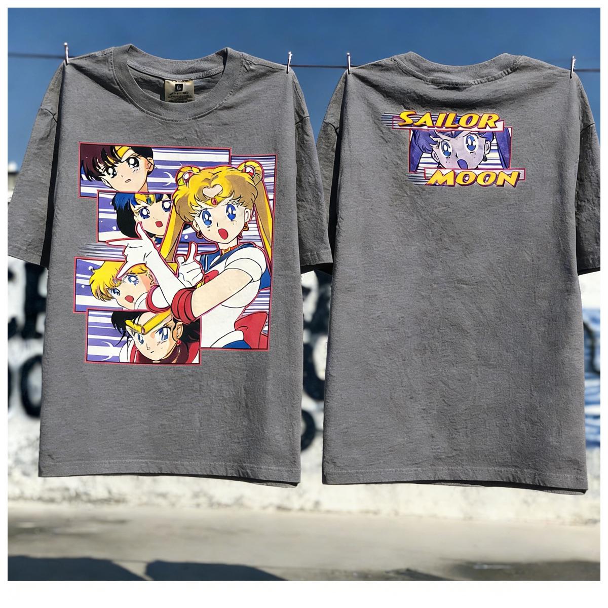 

Summer 2026Sailor Moon Warrior of The Inner Solar System Retro Comicstyle Street Trend 100 Cotton Print Tshirt BoyGirl Top 4XL