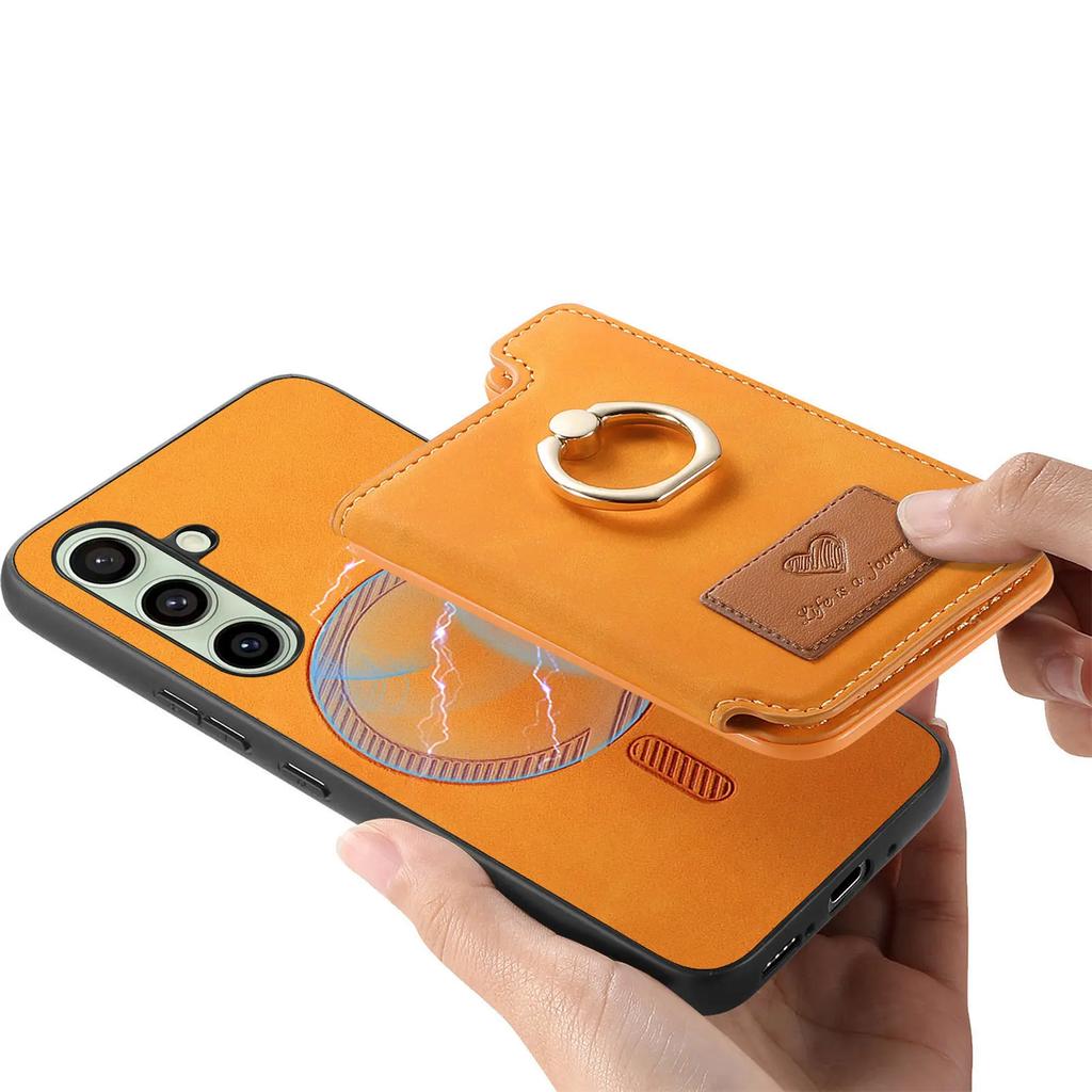 2 In 1 Detachable Cards Solt Wallet Leather Case For Samsung S25 Ultra S24 Plus S23 A56 A06 A16 A55 A35 A15 A05 A24 Ring Holder