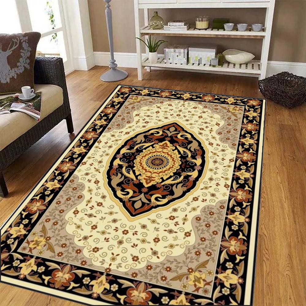 Retro American Bohemia Style Large Carpet Non Slip Washable Rug for Lounge Living Room Bedroom Floor Mat Decor Coffee Table Mat